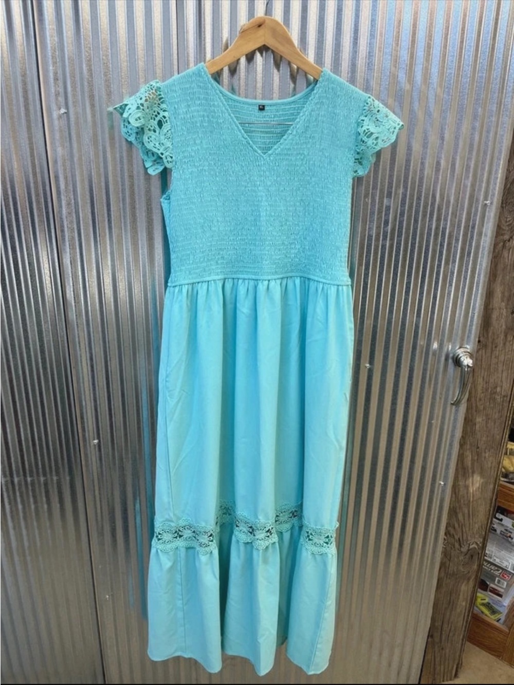 Amazon Aqua Lace Maxi Dress